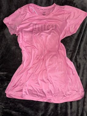Juicy Couture Pink T shirt dress / gown - 1X - NWOT! Big bling JUICY logo!